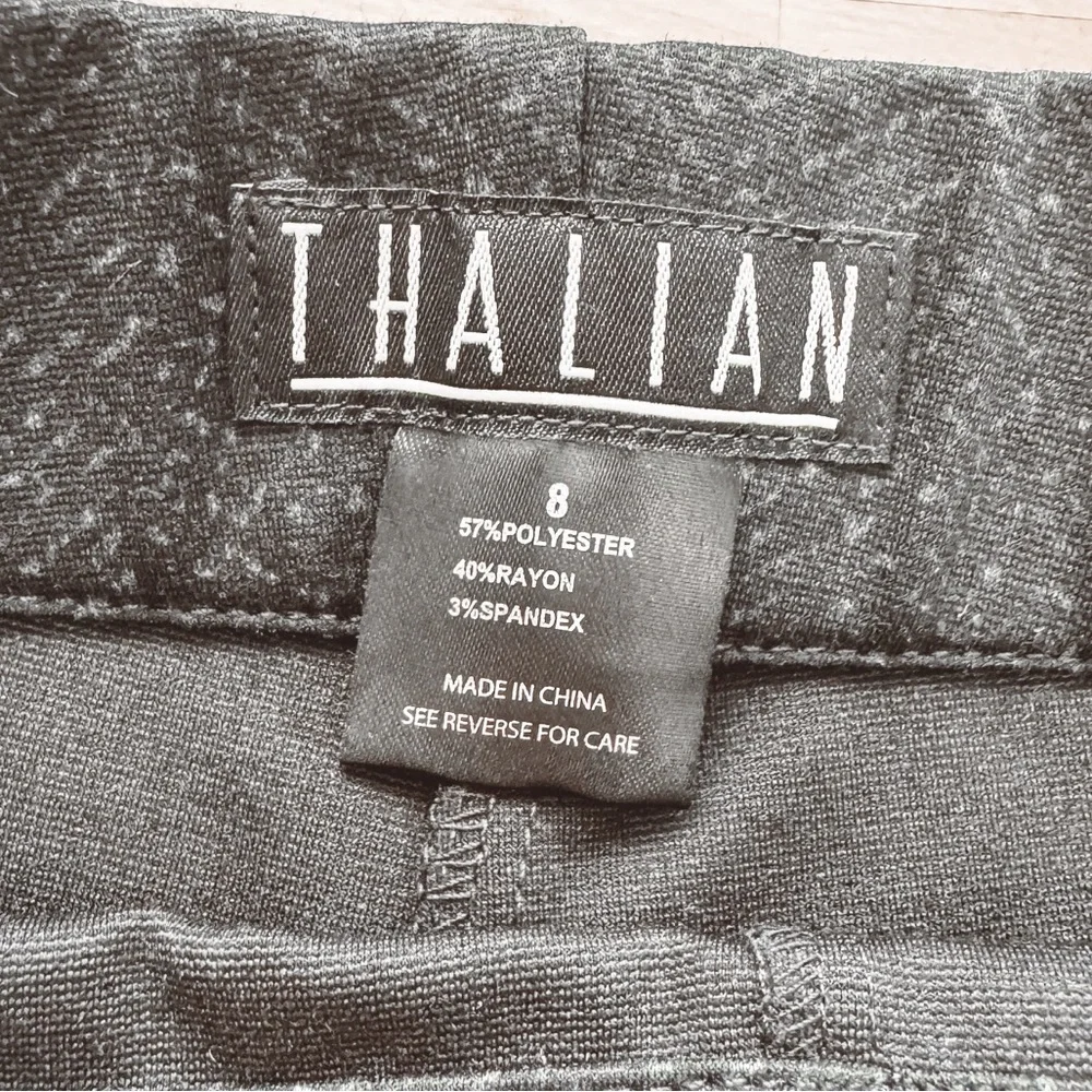 Thalian Jena Slim‎ Fit Ponte Holiday Chic Dress Pant Black Gray 8